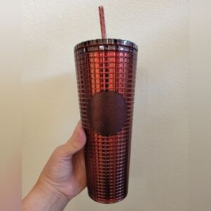 NWT Starbucks Dark Red (Burgundy) Disco Grid Venti Tumbler LATAM Release